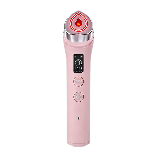 Appareil facial 5-en-1 Elyssa Beauty rose, tête de soin LED en forme de cœur