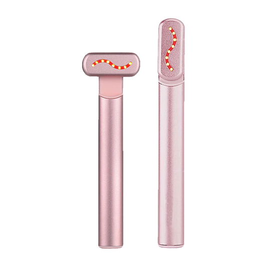 Baguette contour des yeux 4-en-1 Elyssa Beauty, rose, de face et de profil, tête pivotée