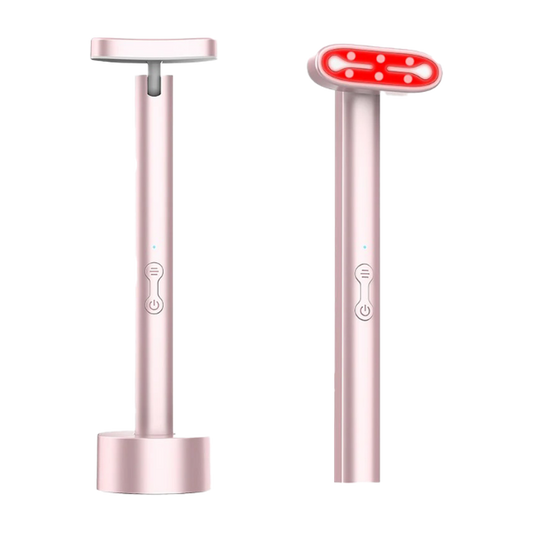 Appareil contour des yeux et visage LED 7 couleurs Elyssa Beauty, rose, avec socle