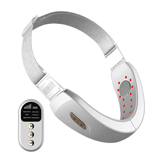 Appareil V-Line EMS lifting ovale du visage, bandeau blanc avec télécommande